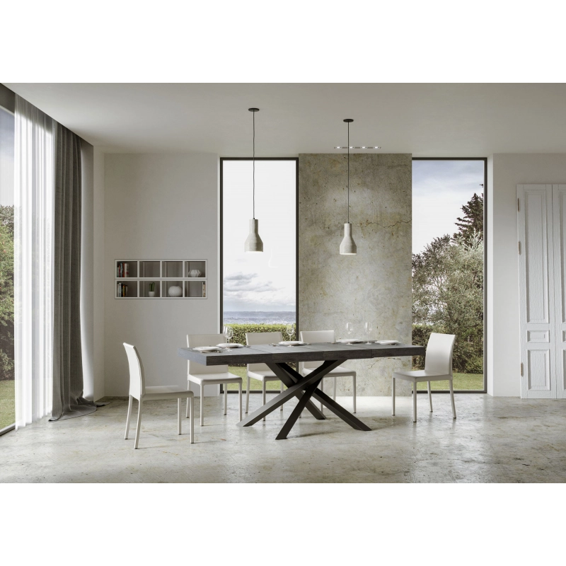 Tavolo allungabile 90x140/244 cm Volantis Premium telaio Antracite - Cemento