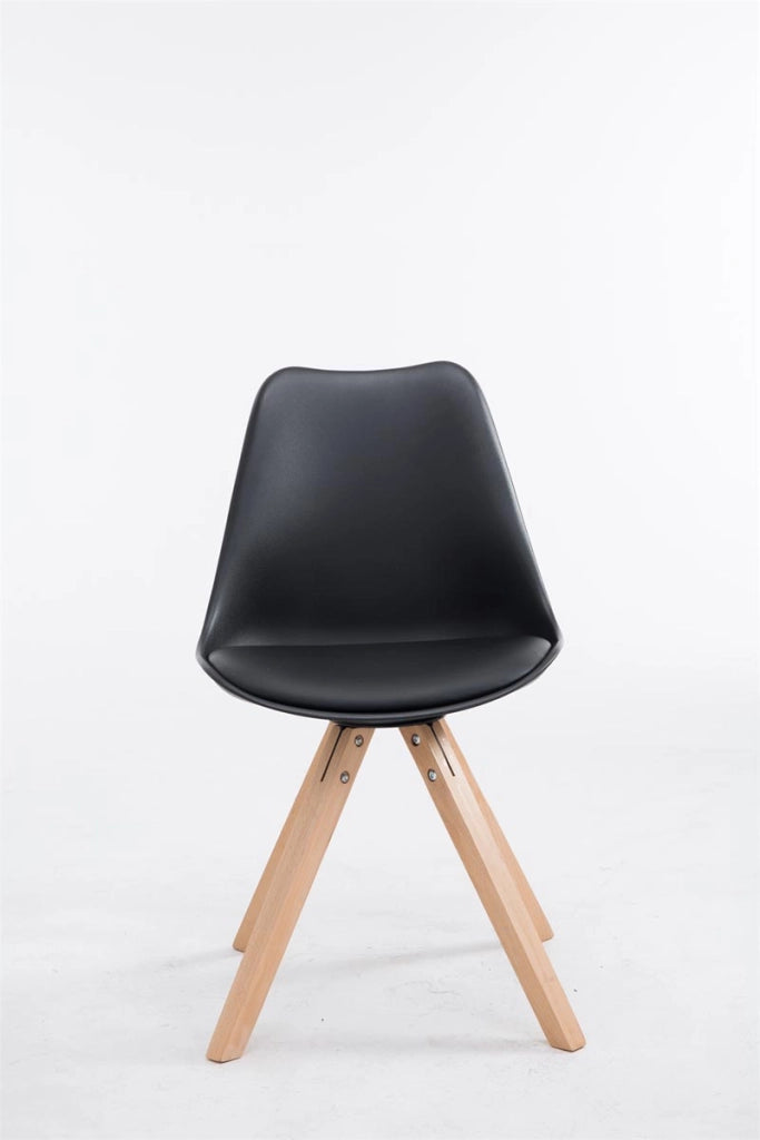 Sedia Toulouse in similpelle gambe quadrate nero,natura