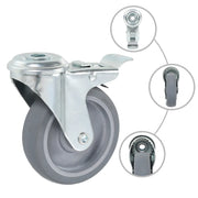 Ruote Girevoli con Foro per Bulloni e Doppio Freno 4 pz 100 mm 143427
