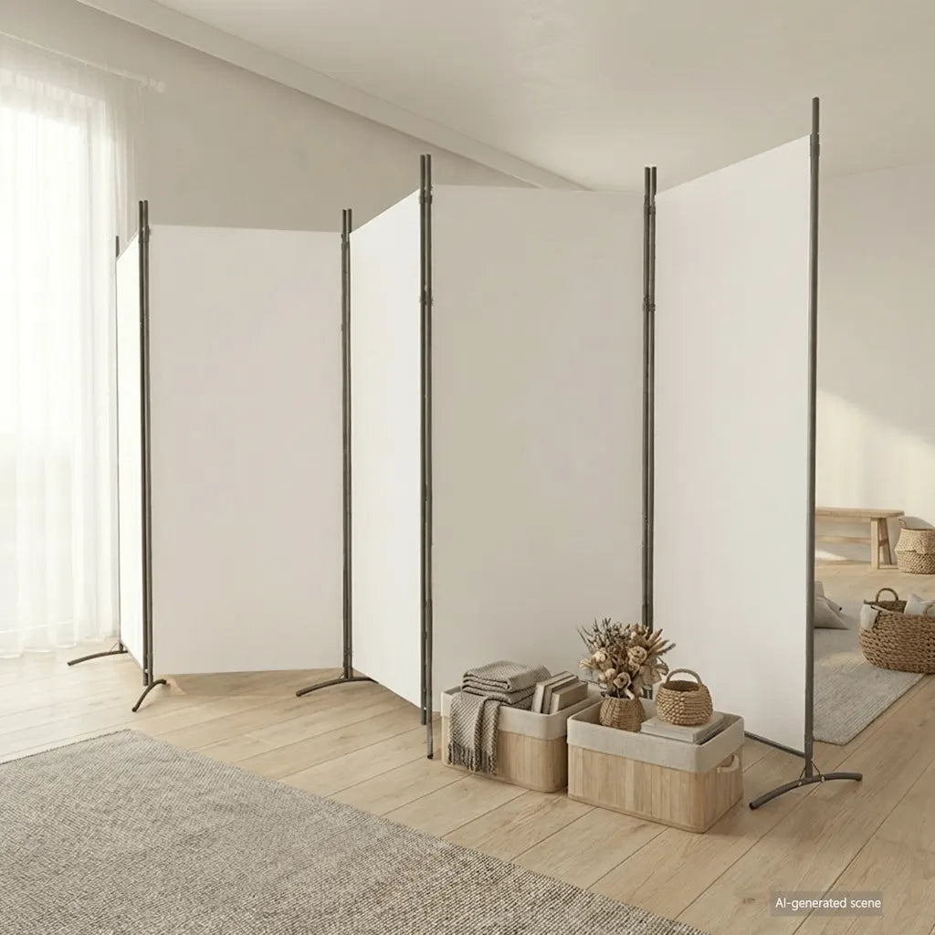 Divisorio a 5 Pannelli Bianco 433x180 cm Tessutocod mxl 121026