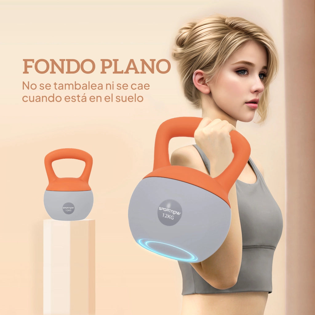 Kettlebell 12 kg Pesa Rusa ¨C zephmum ¨C 21x21x30 cm Arancione e Grigio