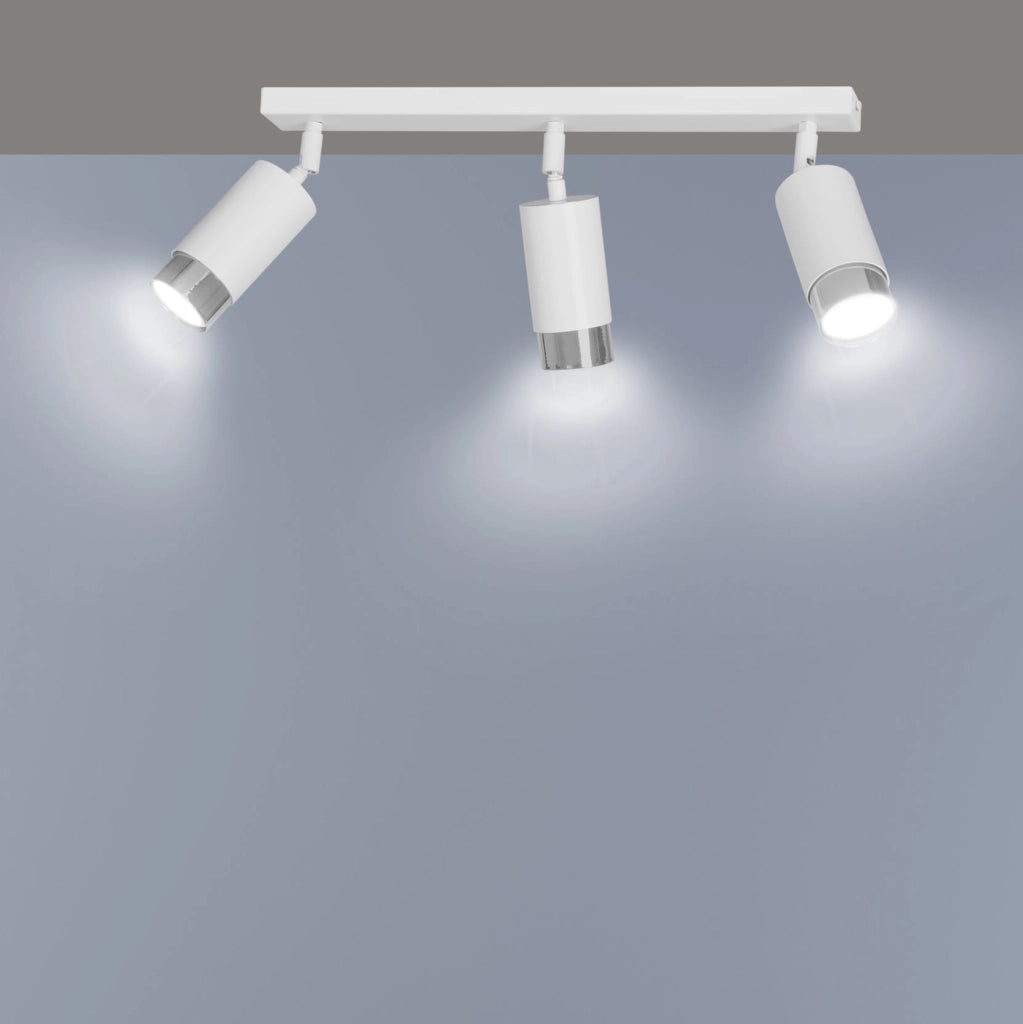 Plafoniera Emibig HIRO 3 faretti GU10 bianco cromo