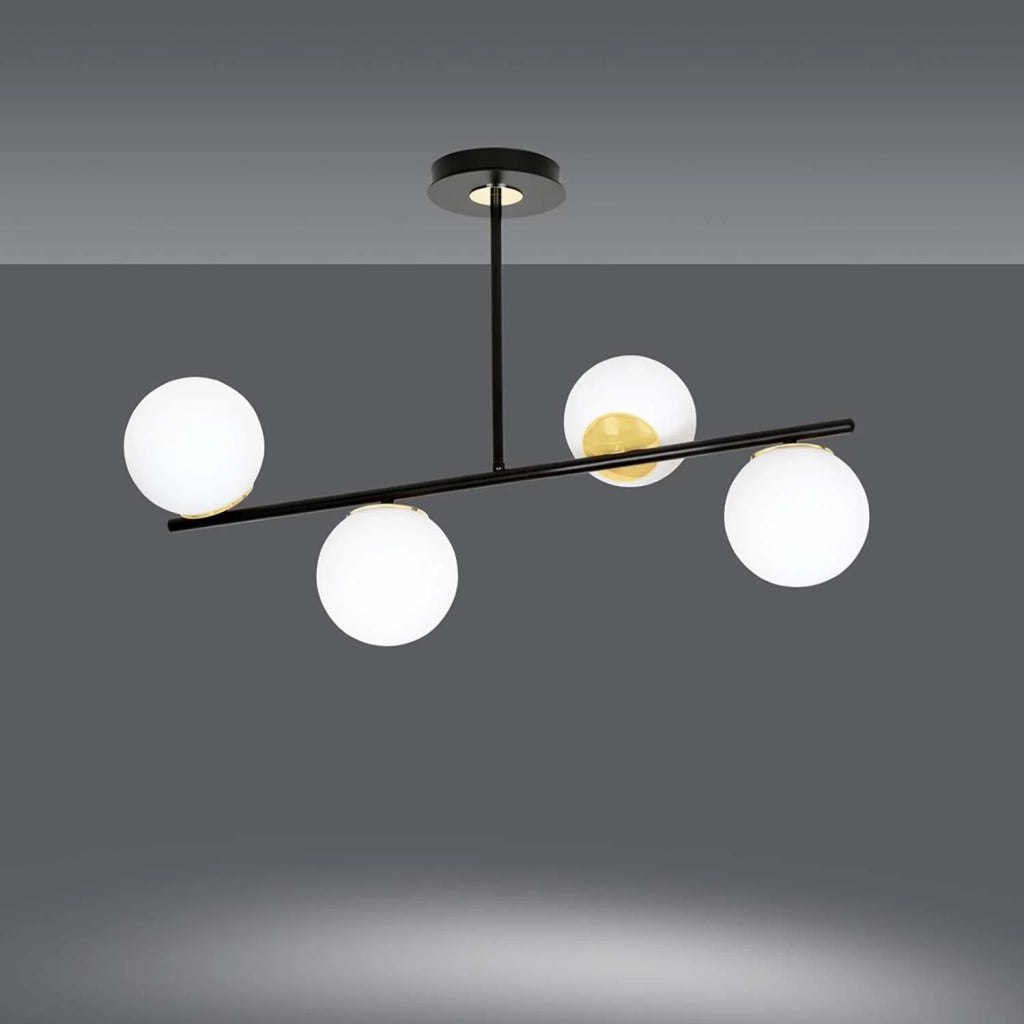 Plafoniera Contemporaneo Vishnu Acciaio Nero 6 Luci E14 Ip20