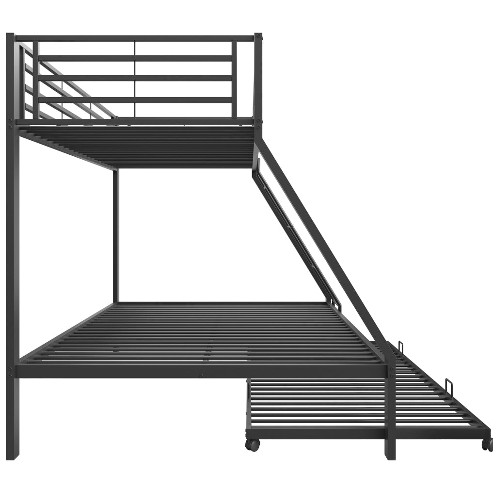 Letto a castello in metallo 90x200 e 140x200 cm con letto estraibile 90x190 cm; nero