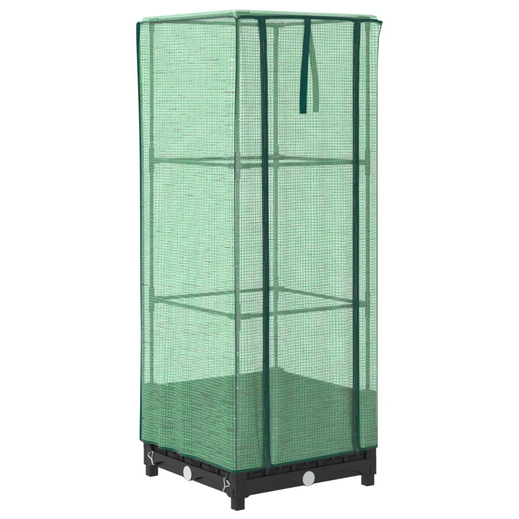 Fioriere | Cassetta per fiori | Letto Rialzato con Copertura Serra Effetto Rattan 40x40x123 cm