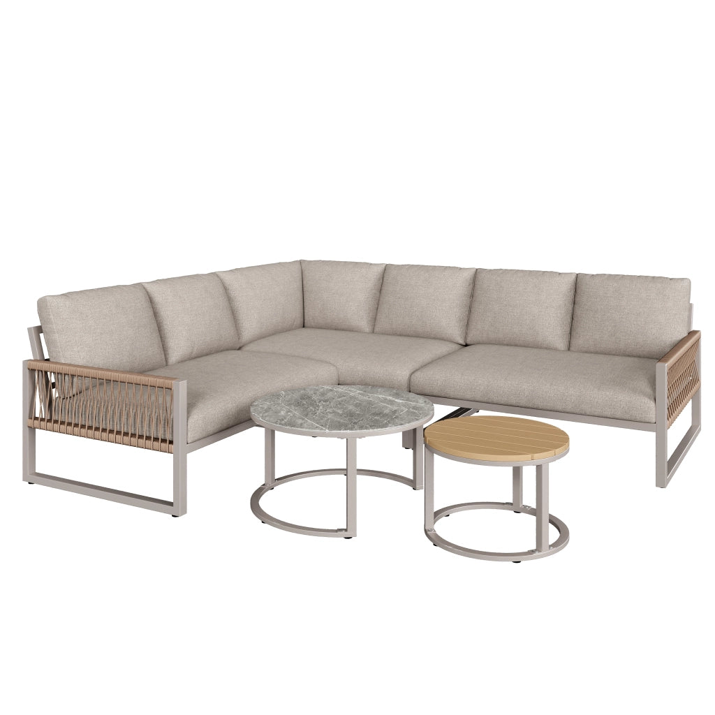 Set Divano Angolare da Giardino 6-7 Posti con Cuscini ¨C MINIMAL ¨C Beige, Metallo