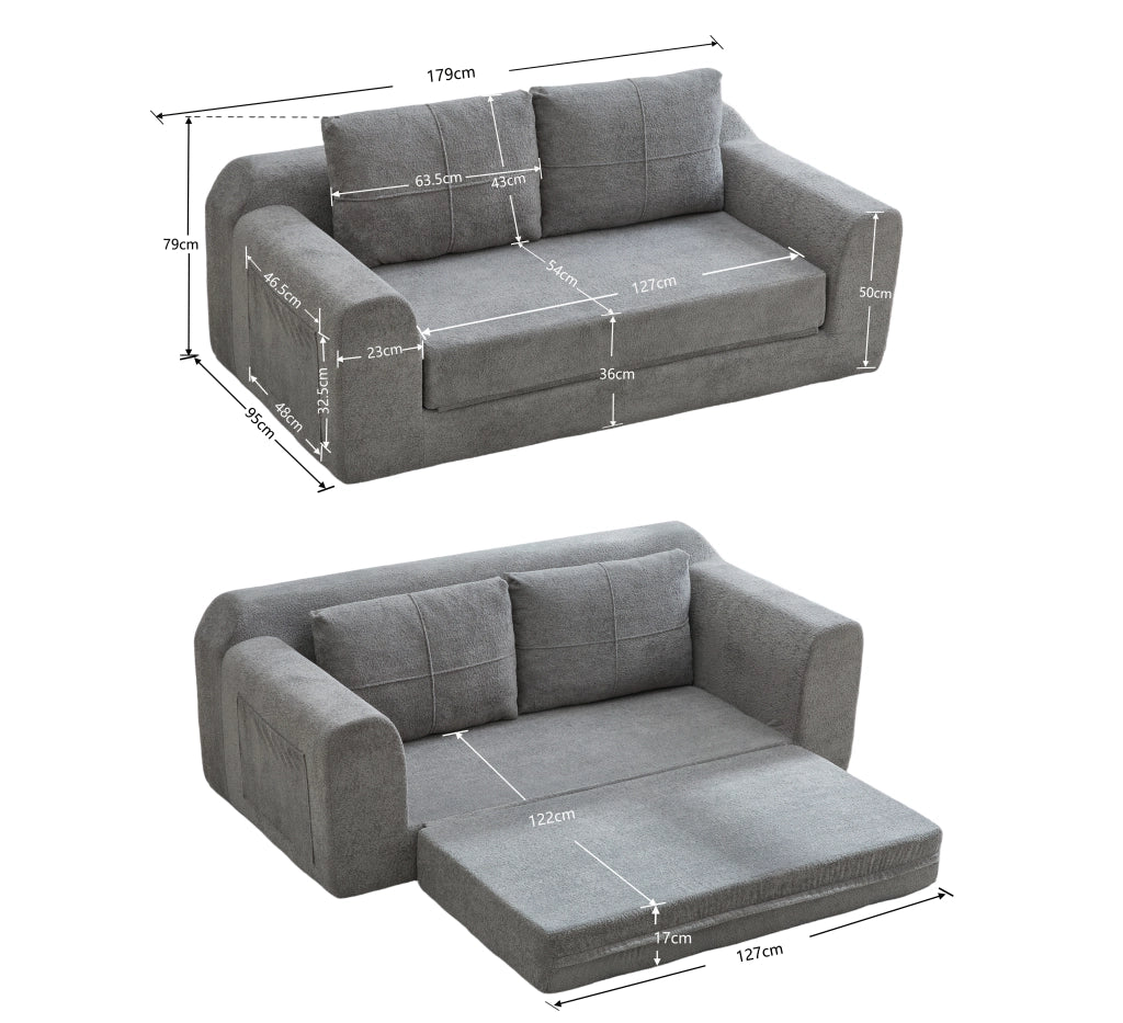 DIVANO LETTO Pieghevole 179x95x79 cm Tessuto Grigio Scuro