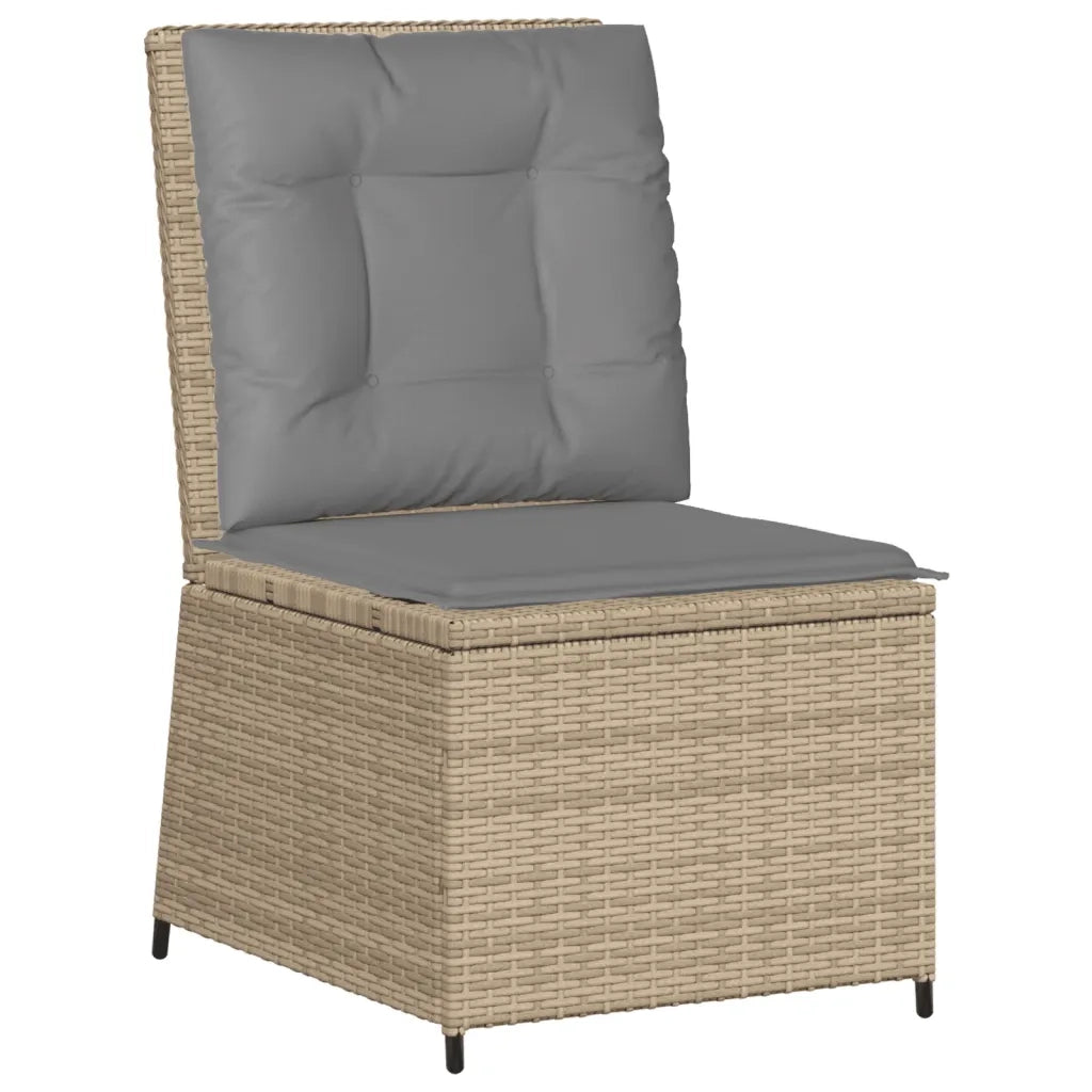 Divano Reclinabile da Giardino con Cuscini Beige in Polyrattan 368976