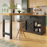 TAVOLO ISOLA CUCINA ESTRAIBILE 120-197 cm MDF Nero
