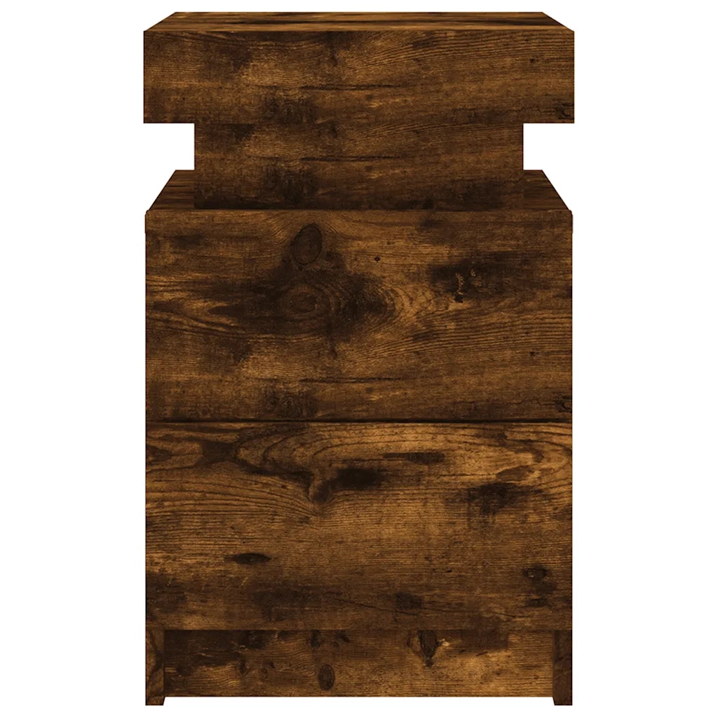 Comodino con Luci LED Rovere Fumo 35x39x55 cm 836757