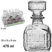 Trade Shop - 6 Bottiglia Vintage Per Liquore Wiskey Cognac Scotch In Vetro Con Tappo 9x16cm -
