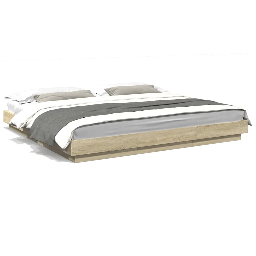 Giroletto Cassetti Luci LED Sonoma 200x200 cm Legno Multistrato 3281072