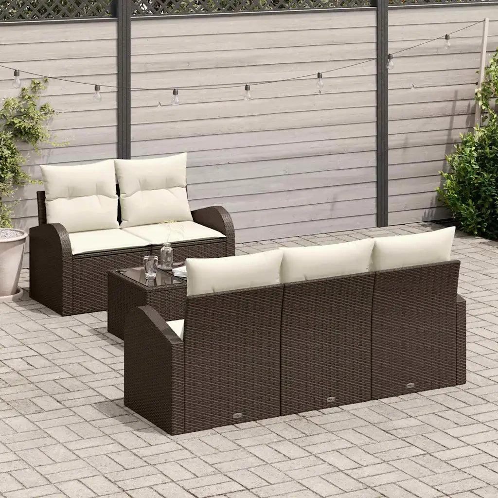 Set Divano da Giardino 6 pcs Marrone e Crema polyrattan 3354587