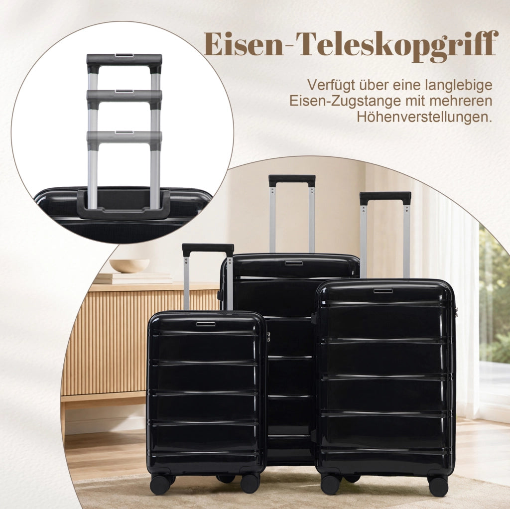 TROLLEY Set da 3 pezzi 50,8/61/71,1 cm in PP Nero