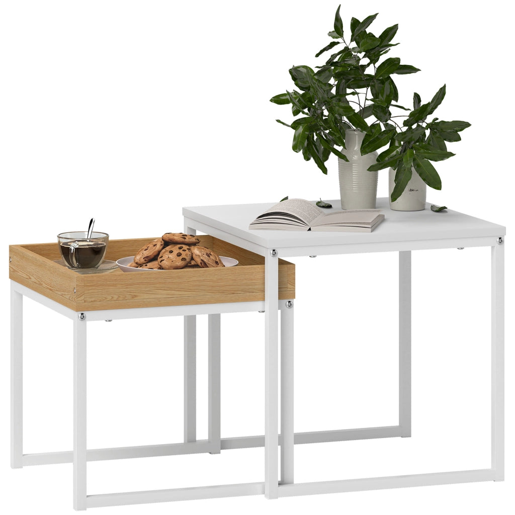 Tavolino nido 2 pezzi ¨C zephmum ¨C bianco e rovere