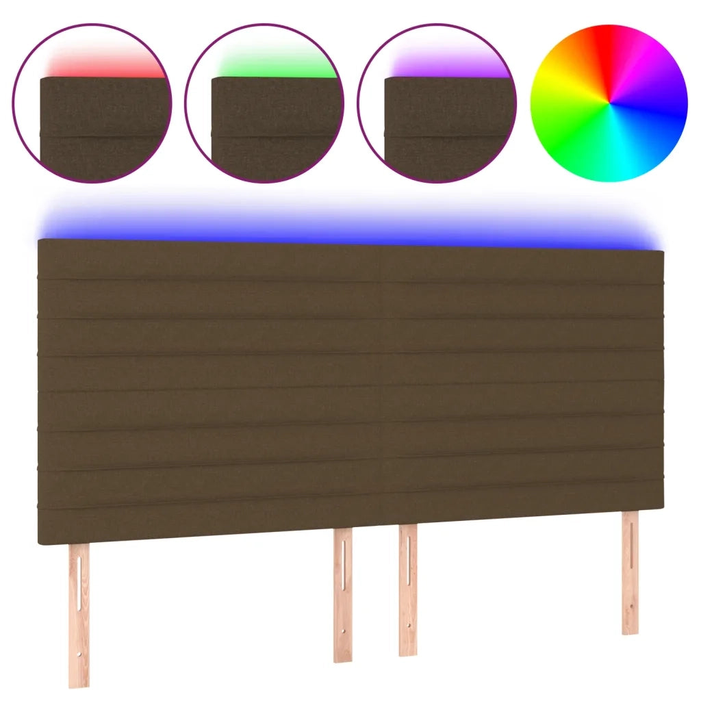 Testiera a LED-Testata con LED Marrone Scuro 160x5x118/128 cm in Tessuto 934544