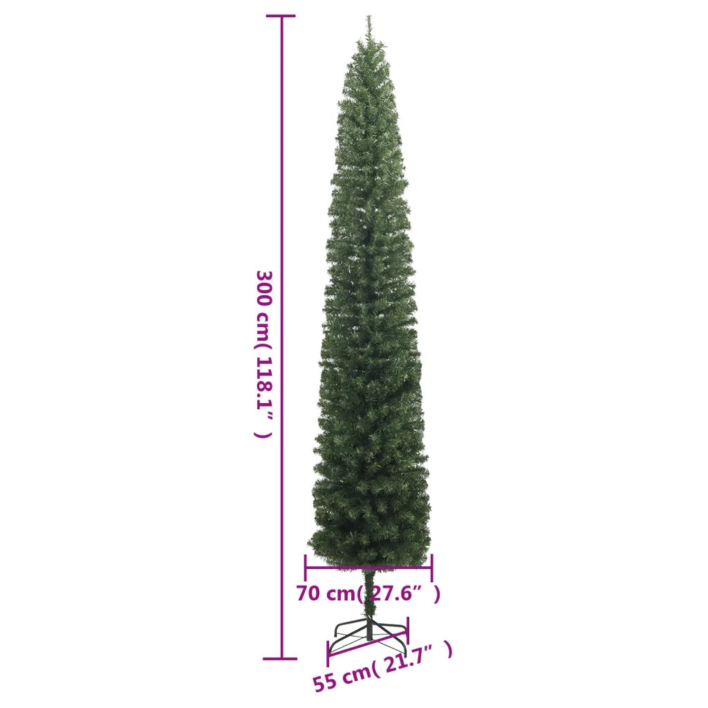 vidaXL Albero di Natale Sottile con Base 300 cm in PVC