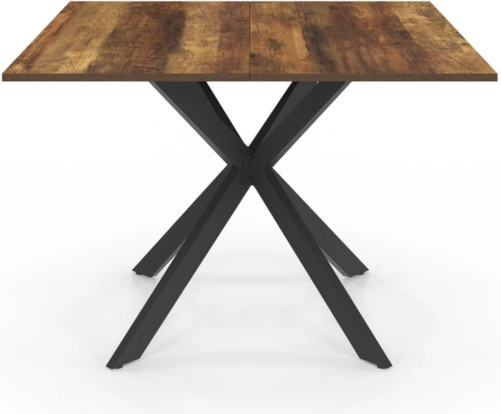 Tavolo da pranzo quadrato ALIX per 8 persone con gambe HAWKINS in legno scuro e ragno nero 110 cm