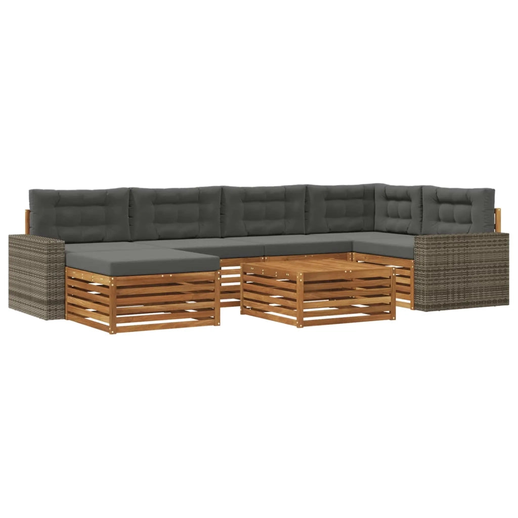 Set di divani da esterno con cuscino 7 pcs Naturale e Antracite 3383610