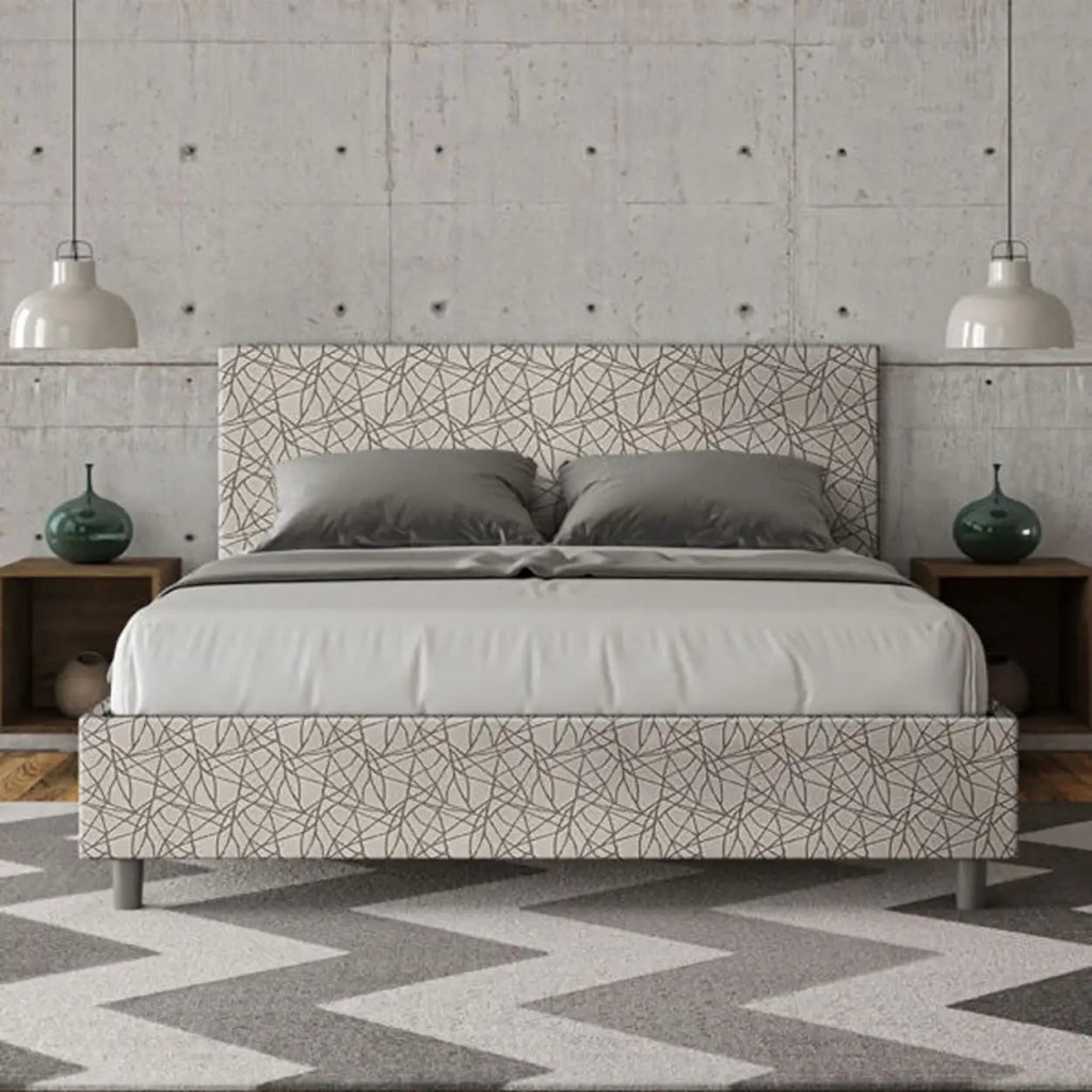 Letto matrimoniale con rete imbottito 160x210 tessuto Era 2 grigio Adele