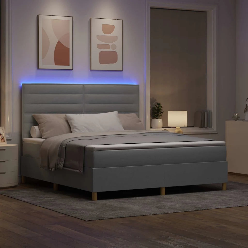 Letto a Sorgente LED Grigio chiaro 180 x 200 cm Tessuto 3343040