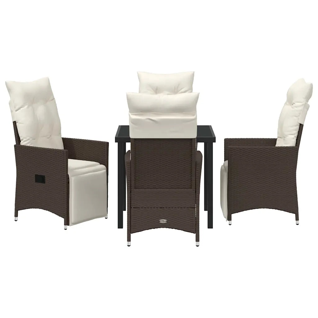 Set da Pranzo per Giardino con cuscino 5 pcs Marrone polyrattan