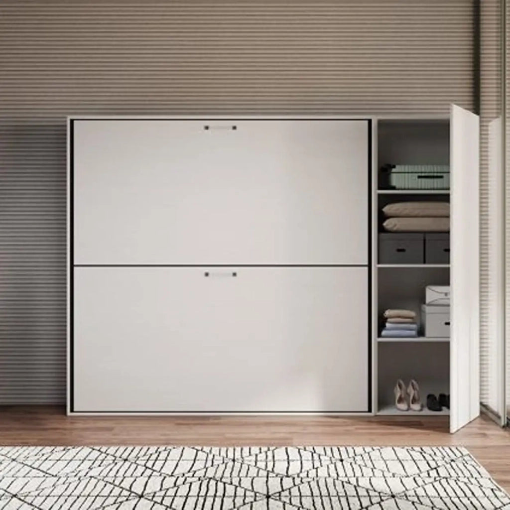 Letto singolo a scomparsa Kando comp.G con materasso bianco frassino