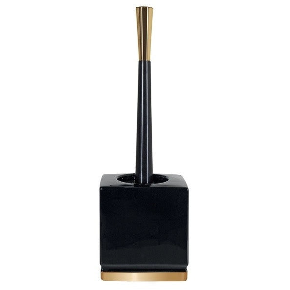 Scopino Wc con supporto ceramico ROMA Black & Gold
