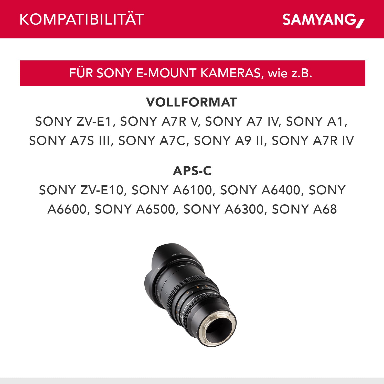 Obiettivo grandangolare per video MF 35mm T1,5 VDSLR MK2 – luminoso T1,5 per Sony E Mount, Follow Focus, full-frame e APS-C, risoluzione 8K