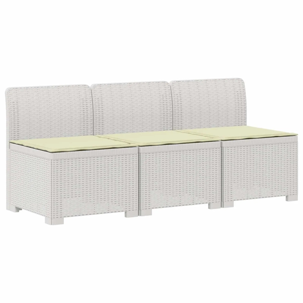 Divano da esterno-Divano da Giardino 3 posti con cuscini in look rattan PP Bianco 818527
