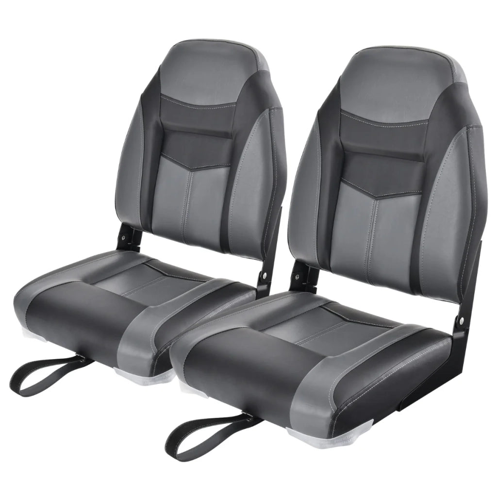Set di 2 sedili pieghevoli per barca 42 x 50 x 51 cm imbottitura spessa schienale ergonomico design moderno PVC nero 20_0012480