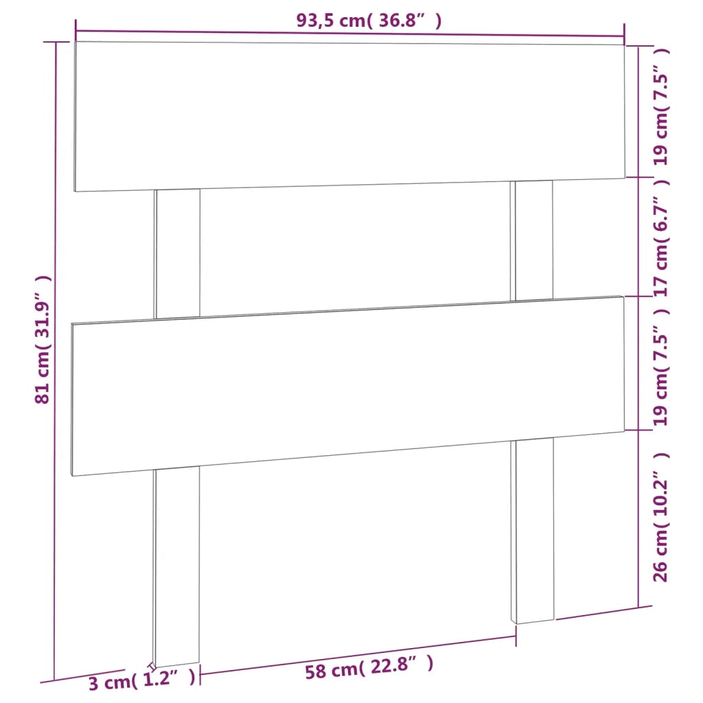 Testiera per Letto Grigia 93,5x3x81cm in Legno Massello di Pino 819052