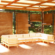 Set Divani da Giardino 10 pz con Cuscini Crema Massello di Pino cod mxl 41375
