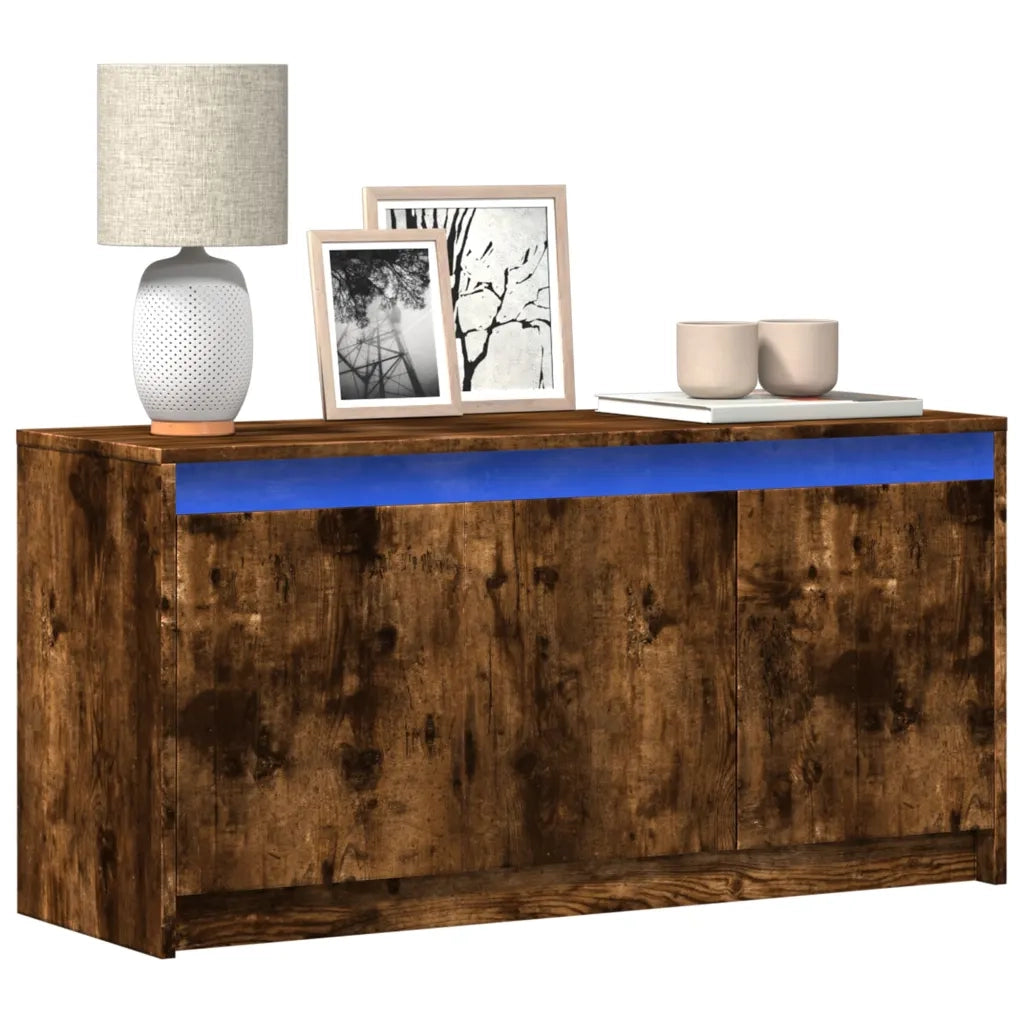 Mobile Porta TV con LED-Credenza per TV Rovere Fumo 100x34x50 cm in Truciolato