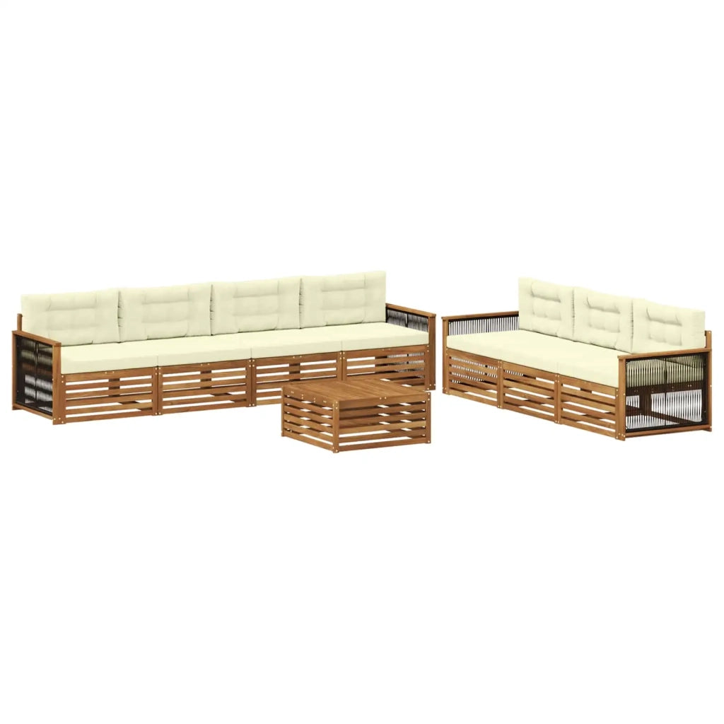 Set di divani da esterno 8 pz Naturale e Crema 3383113