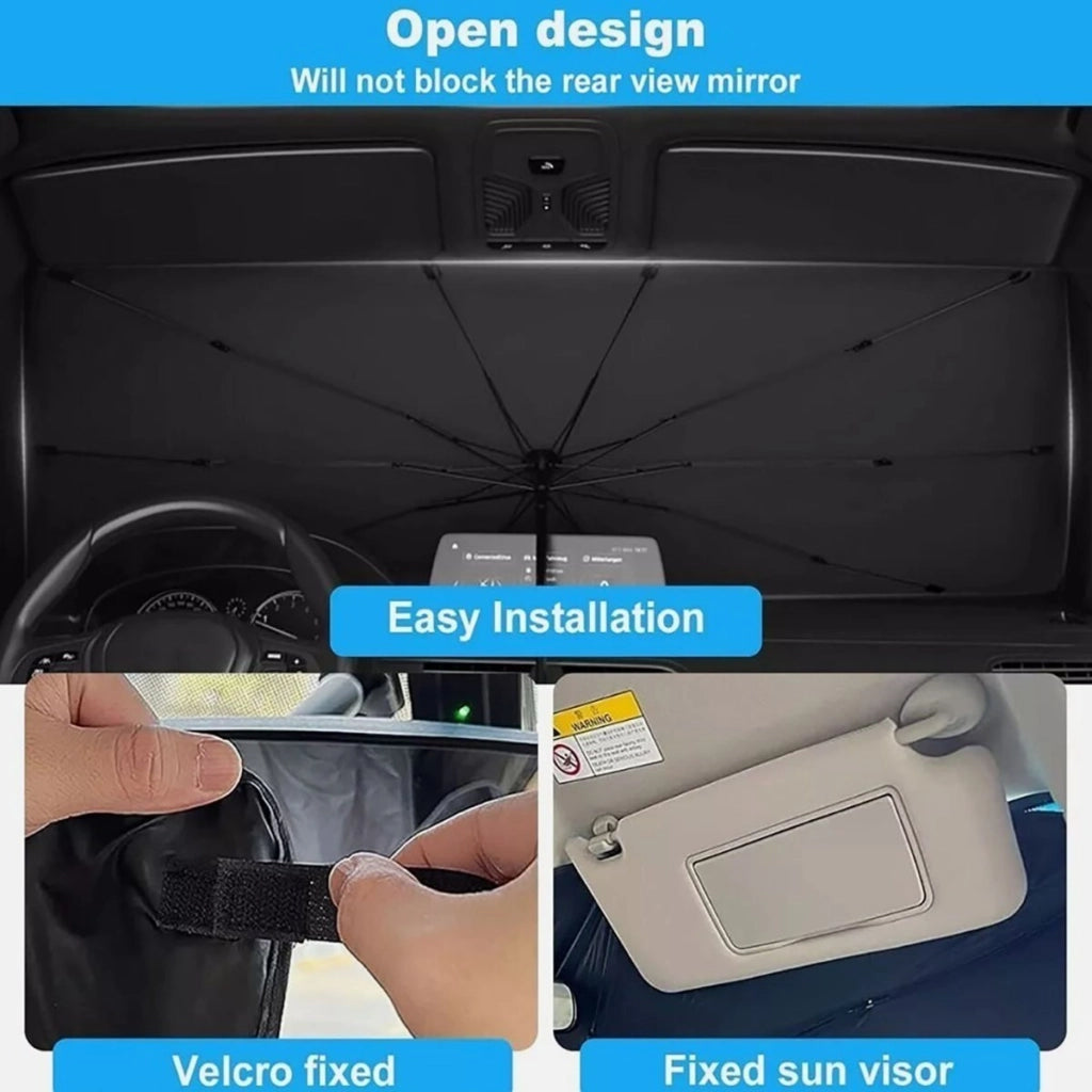 OMBRELLO PARASOLE AUTO PIEGHEVOLE 140CM PROTEZIONE UV VETRO ANTERIORE AS-06633