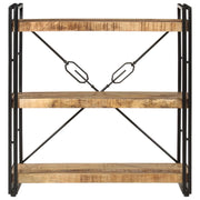 Libreria 3 Livelli-Scaffale per Libri-Mobile di Stoccaggio 77x30x80 cm Legno Massello di Mango e Ferro