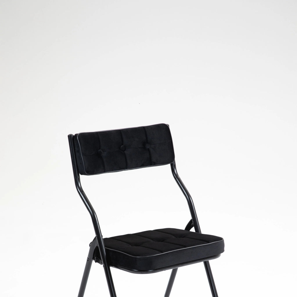 Sedia pieghevole da pranzo 46x47x90 cm nera, set da 2, con cuscino