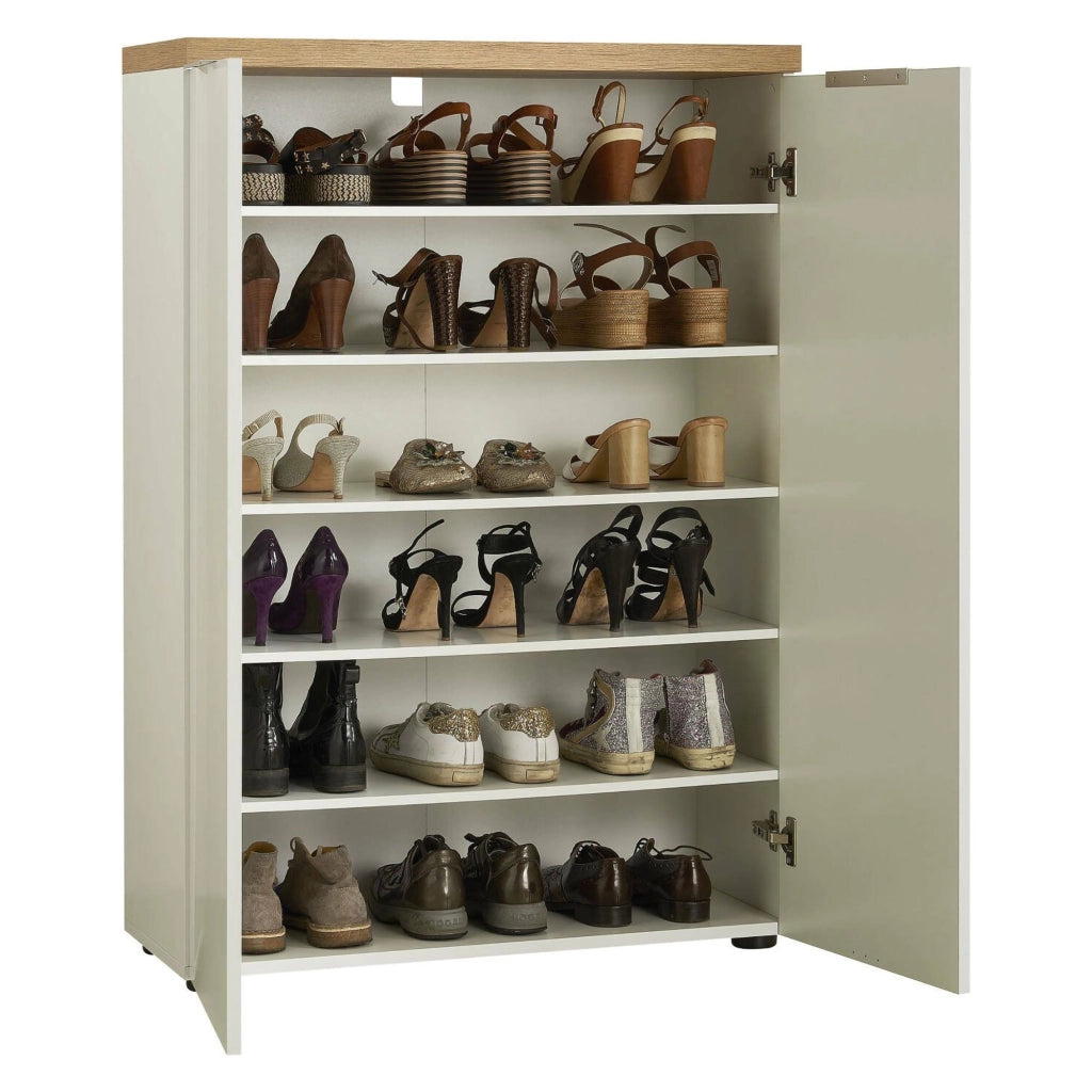 Mobile Portascarpe Lentiai, Scarpiera 21 Paia Made in Italy, 80x34x115h cm Bianco Lucido