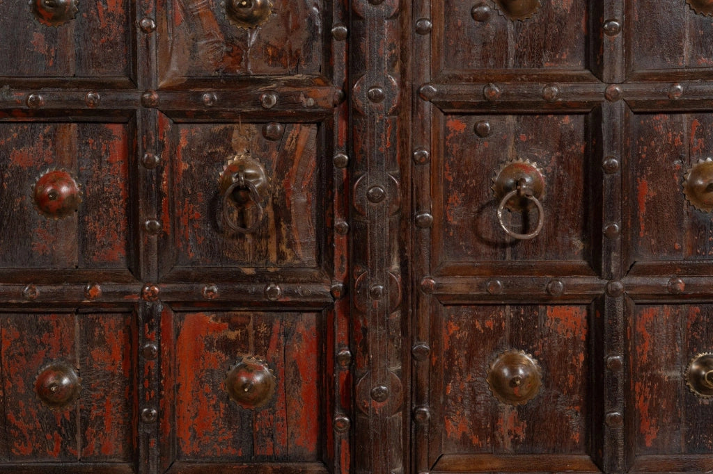 Biscottini Porta portone in legno massello e ferro da interno o da esterno vecchia e antica medievale