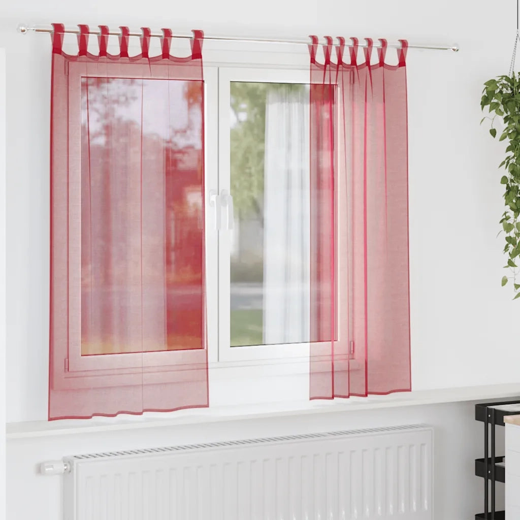 vidaXL Tende in Voile con Passanti 2 pz Rosso Vino 140x175 cm