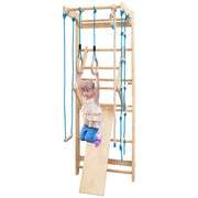 Spalliera multifunzionale per ginnastica 80 x 60 x 220 cm con barra per trazioni e accessori in legno di pino naturale 20_0018305