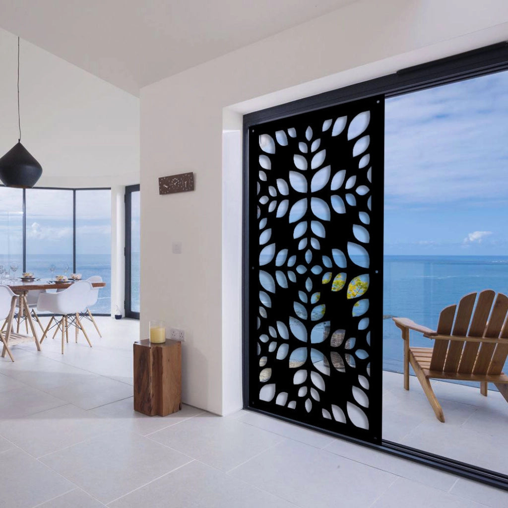 LEAVES - Pannello in PVC traforato - Parasole Colore: nero, Misura: 73x148 cm