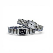 Trade Shop - Orologio Da Polso 23 Mm Acciaio Elegante Quadrante Nero Cinturino Elastico Compatto -