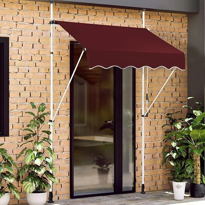 Tenda da Sole per Esterno, Tenda da Sole a Morsetto per Balcone con Struttura Telescopica e Tessuto Resistene ai Raggi Solari, Regolabile in Altezza e in Angolazione (150 cm,Rosso)