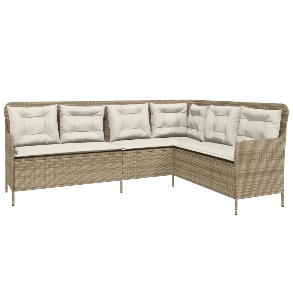 vidaXL Divano da Giardino con Cuscini a L Beige in Polyrattan