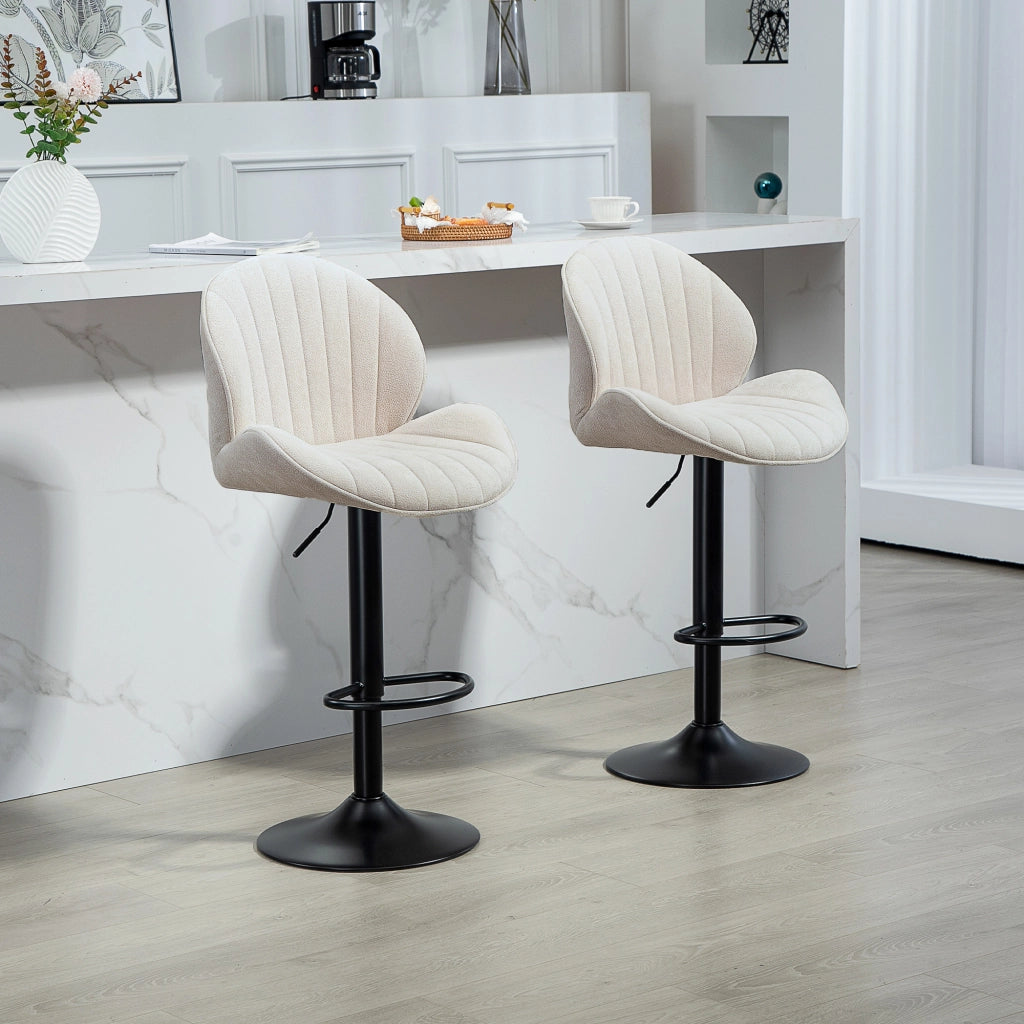 Set 2 sgabelli da bar imbottiti ¨C zephmum ¨C tessuto beige, altezza regolabile, girevoli