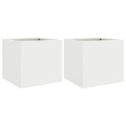2 pz Fioriere | Cassetta per fiori | Vaso Bianche 32x30x29 cm in Acciaio