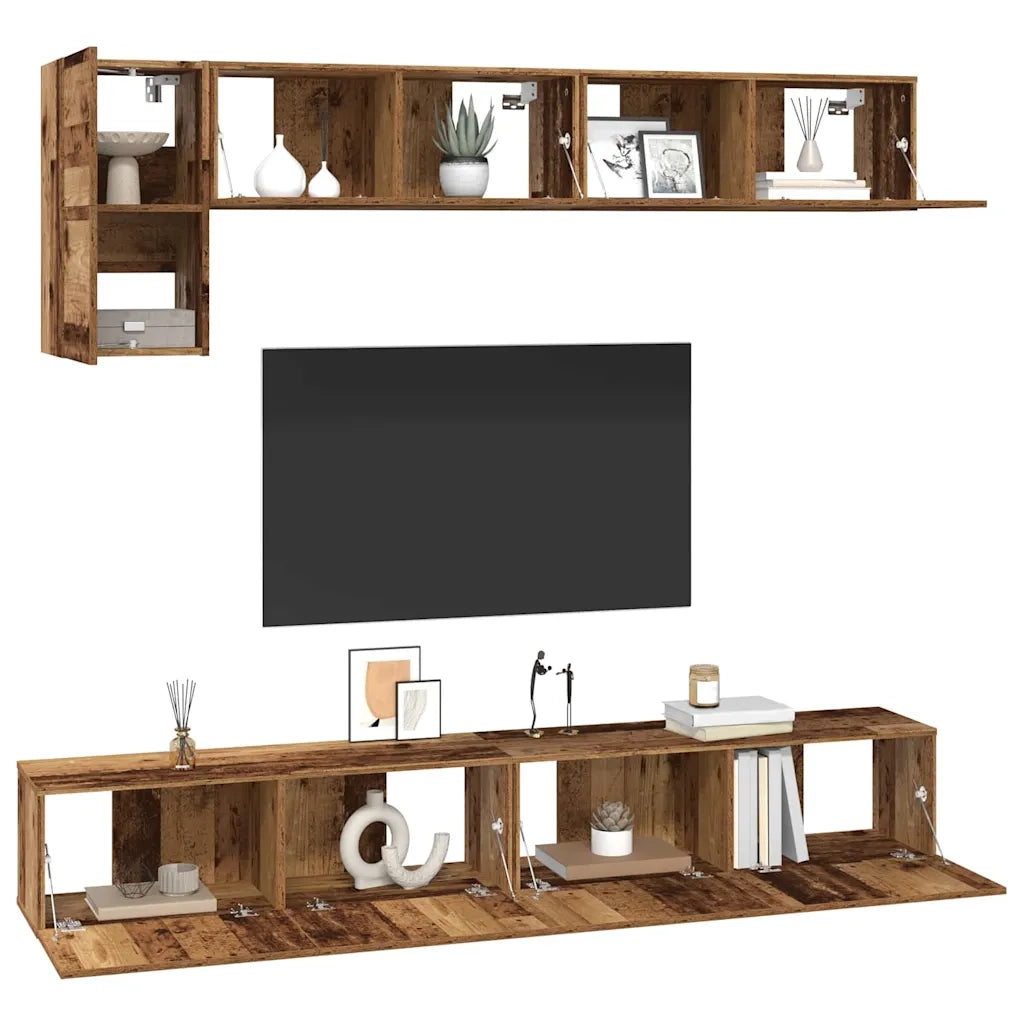 vidaXL Set mobile TV 5 pcs Legno vecchio 100 x 30 x 30 cm