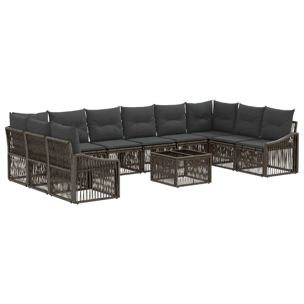 Set Divano da Giardino 11 pcs Grigio polyrattan